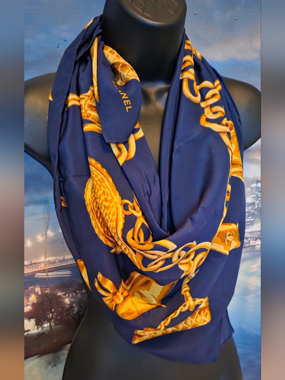 CHANEL Scarf Includes Decorative Box, Flower & Ribbons